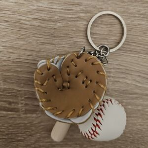 Baseball Glove and Ball Keychain